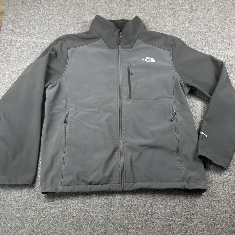 The North Face Jacket Mens XL Black WindWall Softshell Full Zip Hiking Outdoors